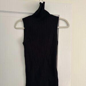 Black Lands' End Fine Gauge Cotton Turtleneck Sleeveless Sweater